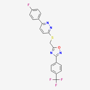 3-(4-Fluorophenyl)-6-[({3-[4-(trifluoromethyl)phenyl]-1,2,4-oxadiazol-5-yl}methyl)sulfanyl]pyridazine