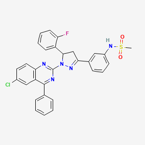 molecular formula C30H23ClFN5O2S B2714139 N-[3-[2-(6-chloro-4-phenylquinazolin-2-yl)-3-(2-fluorophenyl)-3,4-dihydropyrazol-5-yl]phenyl]methanesulfonamide CAS No. 865616-50-8