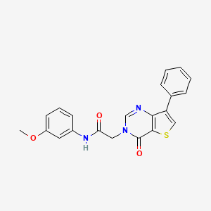 molecular formula C21H17N3O3S B2714140 N-(3-甲氧基苯基)-2-(4-氧代-7-苯基噻吩[3,2-d]嘧啶-3(4H)-基)乙酰胺 CAS No. 1105235-60-6