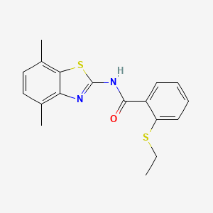 molecular formula C18H18N2OS2 B2714144 N-(4,7-二甲基苯并[d]噻唑-2-基)-2-(乙硫基)苯甲酰胺 CAS No. 886917-72-2