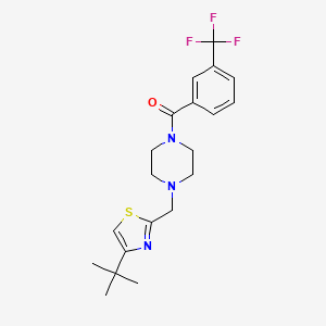 molecular formula C20H24F3N3OS B2714151 (4-((4-(Tert-butyl)thiazol-2-yl)methyl)piperazin-1-yl)(3-(trifluoromethyl)phenyl)methanone CAS No. 1105222-46-5