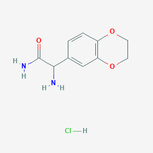 molecular formula C10H13ClN2O3 B2714159 2-Amino-2-(2,3-dihydro-1,4-benzodioxin-6-yl)acetamide hydrochloride CAS No. 1803565-70-9