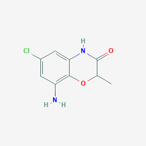 molecular formula C9H9ClN2O2 B2714160 8-amino-6-chloro-2-methyl-3,4-dihydro-2H-1,4-benzoxazin-3-one CAS No. 1267774-71-9