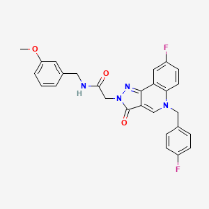 molecular formula C27H22F2N4O3 B2714165 2-(8-fluoro-5-(4-fluorobenzyl)-3-oxo-3,5-dihydro-2H-pyrazolo[4,3-c]quinolin-2-yl)-N-(3-methoxybenzyl)acetamide CAS No. 950392-26-4