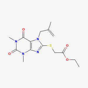molecular formula C15H20N4O4S B2714167 Ethyl 2-[1,3-dimethyl-7-(2-methylprop-2-enyl)-2,6-dioxopurin-8-yl]sulfanylacetate CAS No. 377064-96-5