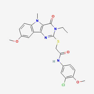 molecular formula C23H23ClN4O4S B2714168 7-cycloheptyl-6-({[3-(3-methylphenyl)-1,2,4-oxadiazol-5-yl]methyl}thio)[1,3]dioxolo[4,5-g]quinazolin-8(7H)-one CAS No. 1112301-18-4