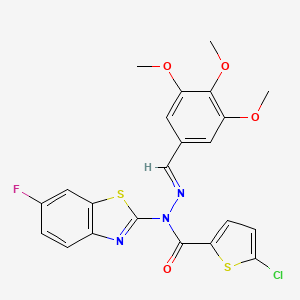 molecular formula C22H17ClFN3O4S2 B2714175 (E)-5-chloro-N-(6-fluorobenzo[d]thiazol-2-yl)-N'-(3,4,5-trimethoxybenzylidene)thiophene-2-carbohydrazide CAS No. 1007263-69-5