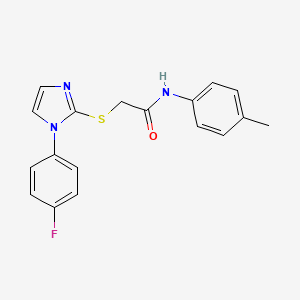 molecular formula C18H16FN3OS B2714176 2-[1-(4-氟苯基)咪唑-2-基]硫代-N-(4-甲基苯基)乙酰胺 CAS No. 851132-71-3