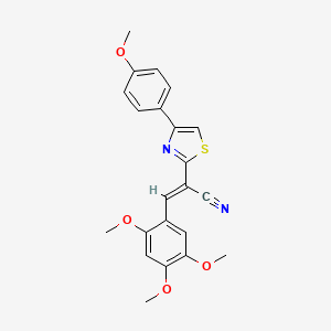 molecular formula C22H20N2O4S B2714182 (E)-2-(4-(4-甲氧基苯基)噻唑-2-基)-3-(2,4,5-三甲氧基苯基)丙烯腈 CAS No. 380453-03-2