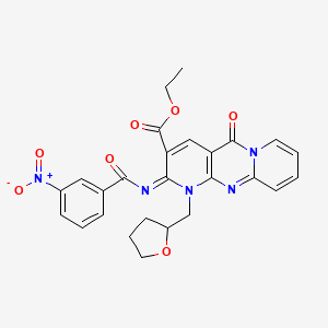 molecular formula C26H23N5O7 B2714194 (Z)-ethyl 2-((3-nitrobenzoyl)imino)-5-oxo-1-((tetrahydrofuran-2-yl)methyl)-2,5-dihydro-1H-dipyrido[1,2-a:2',3'-d]pyrimidine-3-carboxylate CAS No. 534580-55-7