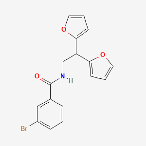 molecular formula C17H14BrNO3 B2714200 3-bromo-N-(2,2-di(furan-2-yl)ethyl)benzamide CAS No. 2188279-27-6