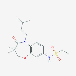 molecular formula C18H28N2O4S B2714211 N-(5-异戊基-3,3-二甲基-4-氧代-2,3,4,5-四氢苯并[b][1,4]噁唑-8-基)乙磺酰胺 CAS No. 922075-65-8