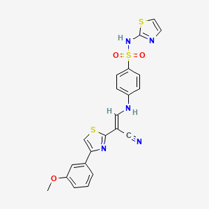 molecular formula C22H17N5O3S3 B2714215 (E)-4-((2-氰基-2-(4-(3-甲氧基苯基)噻唑-2-基)乙烯基)氨基)-N-(噻唑-2-基)苯磺酰胺 CAS No. 796878-45-0
