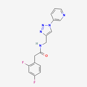 molecular formula C16H13F2N5O B2714222 2-(2,4-二氟苯基)-N-((1-(吡啶-3-基)-1H-1,2,3-三唑-4-基)甲基)乙酰胺 CAS No. 2034301-40-9