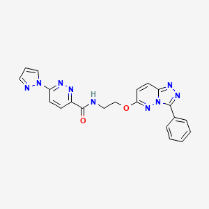 molecular formula C21H17N9O2 B2714227 N-(2-((3-phenyl-[1,2,4]triazolo[4,3-b]pyridazin-6-yl)oxy)ethyl)-6-(1H-pyrazol-1-yl)pyridazine-3-carboxamide CAS No. 1351660-43-9