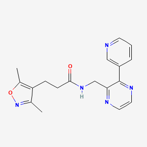 molecular formula C18H19N5O2 B2714232 3-(3,5-dimethyl-1,2-oxazol-4-yl)-N-{[3-(pyridin-3-yl)pyrazin-2-yl]methyl}propanamide CAS No. 2097934-23-9