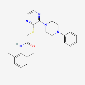 molecular formula C25H29N5OS B2714235 N-mesityl-2-((3-(4-phenylpiperazin-1-yl)pyrazin-2-yl)thio)acetamide CAS No. 1251558-51-6