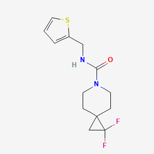 molecular formula C13H16F2N2OS B2714239 1,1-二氟-N-(噻吩-2-基甲基)-6-氮代杂螺[2.5]辛烷-6-羧酰胺 CAS No. 2320854-14-4