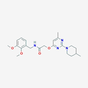 molecular formula C22H30N4O4 B2714257 N-(2,3-dimethoxybenzyl)-2-((6-methyl-2-(4-methylpiperidin-1-yl)pyrimidin-4-yl)oxy)acetamide CAS No. 1031992-84-3