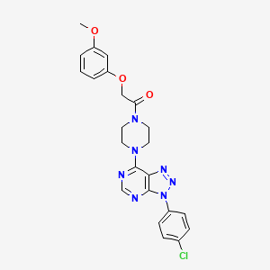 molecular formula C23H22ClN7O3 B2714263 1-(4-(3-(4-chlorophenyl)-3H-[1,2,3]triazolo[4,5-d]pyrimidin-7-yl)piperazin-1-yl)-2-(3-methoxyphenoxy)ethanone CAS No. 920370-48-5
