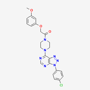 molecular formula C23H22ClN7O3 B2714263 1-(4-(3-(4-氯苯基)-3H-[1,2,3]三唑[4,5-d]嘧啶-7-基)哌嗪-1-基)-2-(3-甲氧基苯氧基)乙酮 CAS No. 920370-48-5