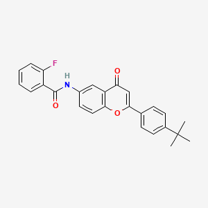 molecular formula C26H22FNO3 B2714264 N-(2-(4-叔丁基苯基)-4-氧代-4H-香豆素-6-基)-2-氟苯甲酰胺 CAS No. 923234-52-0