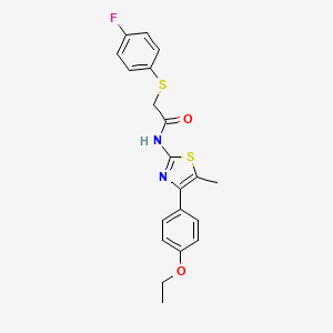 molecular formula C20H19FN2O2S2 B2714266 N-(4-(4-ethoxyphenyl)-5-methylthiazol-2-yl)-2-((4-fluorophenyl)thio)acetamide CAS No. 922805-88-7
