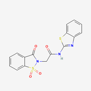 molecular formula C16H11N3O4S2 B2714269 N-(1,3-benzothiazol-2-yl)-2-(1,1,3-trioxo-2,3-dihydro-1lambda6,2-benzothiazol-2-yl)acetamide CAS No. 445265-10-1