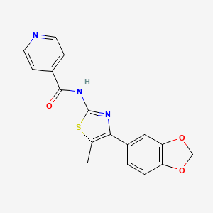 molecular formula C17H13N3O3S B2714270 N-(4-(1,3-苯并噻二氧杂-5-基)-5-甲基-1,3-噻唑-2-基)吡啶-4-甲酰胺 CAS No. 1328088-87-4