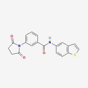 molecular formula C19H14N2O3S B2714272 N-(1-苯并噻吩-5-基)-3-(2,5-二氧代吡咯烷-1-基)苯甲酰胺 CAS No. 477503-09-6