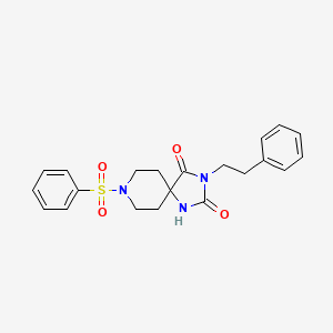 molecular formula C21H23N3O4S B2714282 3-Phenethyl-8-(phenylsulfonyl)-1,3,8-triazaspiro[4.5]decane-2,4-dione CAS No. 1021101-92-7