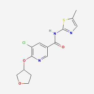 molecular formula C14H14ClN3O3S B2714286 5-chloro-N-(5-methylthiazol-2-yl)-6-((tetrahydrofuran-3-yl)oxy)nicotinamide CAS No. 1904211-12-6