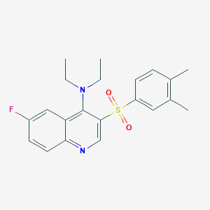 molecular formula C21H23FN2O2S B2714290 3-(3,4-dimethylphenyl)sulfonyl-N,N-diethyl-6-fluoroquinolin-4-amine CAS No. 897624-47-4