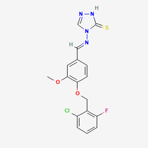 molecular formula C17H14ClFN4O2S B2714292 4-[(E)-[4-[(2-chloro-6-fluorophenyl)methoxy]-3-methoxyphenyl]methylideneamino]-1H-1,2,4-triazole-5-thione CAS No. 691384-88-0