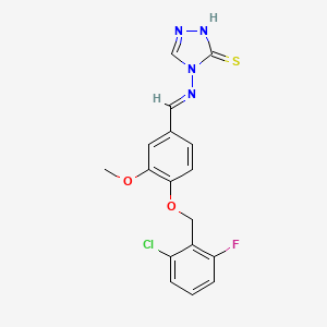 4-[(E)-({4-[(2-CHLORO-6-FLUOROPHENYL)METHOXY]-3-METHOXYPHENYL}METHYLIDENE)AMINO]-1,2,4-TRIAZOLE-3-THIOL