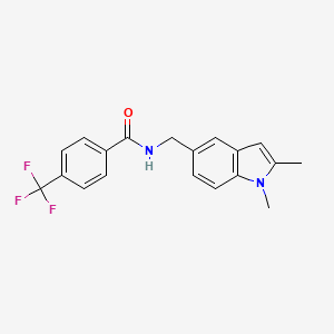 molecular formula C19H17F3N2O B2714297 N-[(1,2-dimethylindol-5-yl)methyl]-4-(trifluoromethyl)benzamide CAS No. 852137-52-1
