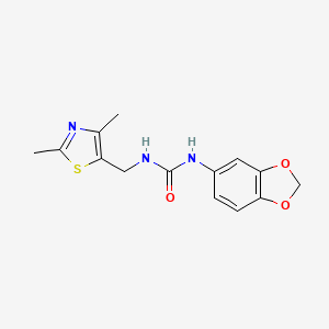 molecular formula C14H15N3O3S B2714299 1-(苯并[d][1,3]二噁杂环-5-基)-3-((2,4-二甲基噻唑-5-基)甲基)脲 CAS No. 1396578-20-3