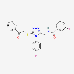 molecular formula C24H18F2N4O2S B2714302 3-氟-N-[[4-(4-氟苯基)-5-苯乙酰硫代-1,2,4-三唑-3-基]甲基]苯甲酰胺 CAS No. 391915-21-2