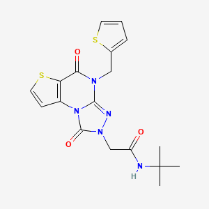 N-tert-butyl-2-[7,12-dioxo-8-(thiophen-2-ylmethyl)-5-thia-1,8,10,11-tetrazatricyclo[7.3.0.02,6]dodeca-2(6),3,9-trien-11-yl]acetamide