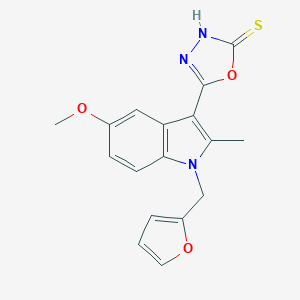 molecular formula C17H15N3O3S B271431 5-[1-(2-furylmethyl)-5-methoxy-2-methyl-1H-indol-3-yl]-1,3,4-oxadiazol-2-yl hydrosulfide 