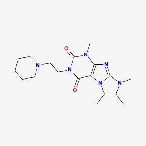 molecular formula C18H26N6O2 B2714312 1,6,7,8-tetramethyl-3-(2-(piperidin-1-yl)ethyl)-1H-imidazo[2,1-f]purine-2,4(3H,8H)-dione CAS No. 878414-12-1