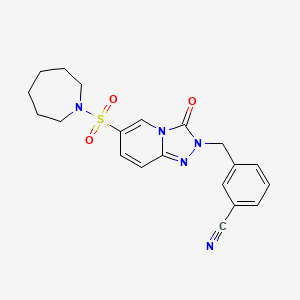 molecular formula C20H21N5O3S B2714319 3-{[6-(azepan-1-ylsulfonyl)-3-oxo[1,2,4]triazolo[4,3-a]pyridin-2(3H)-yl]methyl}benzonitrile CAS No. 1251620-11-7