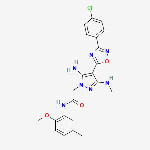 molecular formula C22H22ClN7O3 B2714322 2-(5-amino-4-(3-(4-chlorophenyl)-1,2,4-oxadiazol-5-yl)-3-(methylamino)-1H-pyrazol-1-yl)-N-(2-methoxy-5-methylphenyl)acetamide CAS No. 1171385-85-5