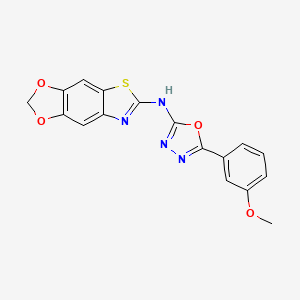 molecular formula C17H12N4O4S B2714327 N-[5-(3-methoxyphenyl)-1,3,4-oxadiazol-2-yl]-[1,3]dioxolo[4,5-f][1,3]benzothiazol-6-amine CAS No. 862976-89-4