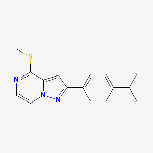 molecular formula C16H17N3S B2714331 2-(4-异丙基苯基)-4-(甲硫基)吡唑并[1,5-a]吡嗪 CAS No. 1207047-94-6