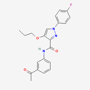 molecular formula C21H20FN3O3 B2714332 N-(3-acetylphenyl)-1-(4-fluorophenyl)-4-propoxy-1H-pyrazole-3-carboxamide CAS No. 1170582-38-3