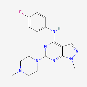molecular formula C17H20FN7 B2714349 N-(4-fluorophenyl)-1-methyl-6-(4-methylpiperazin-1-yl)-1H-pyrazolo[3,4-d]pyrimidin-4-amine CAS No. 887213-37-8