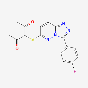 molecular formula C16H13FN4O2S B2714368 3-((3-(4-氟苯基)-[1,2,4]三唑并[4,3-b]吡啶-6-基)硫代)戊烷-2,4-二酮 CAS No. 862980-38-9