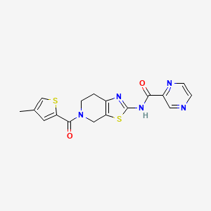 molecular formula C17H15N5O2S2 B2714371 N-(5-(4-甲硫代苯基-2-甲酰基)-4,5,6,7-四氢噻唑并[5,4-c]吡啶-2-基)吡嗪-2-羧酰胺 CAS No. 1351641-15-0