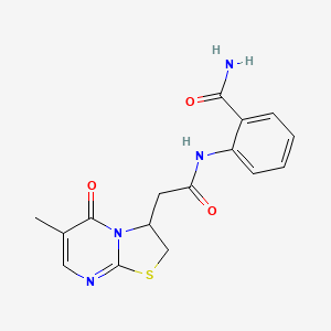 2-(2-(6-methyl-5-oxo-3,5-dihydro-2H-thiazolo[3,2-a]pyrimidin-3-yl)acetamido)benzamide